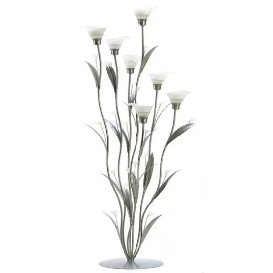 32" Silver Calla Lily Candle Holder {1}