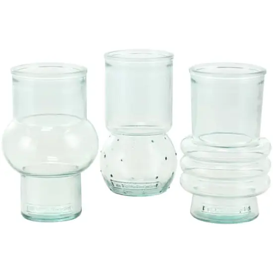 Clear Small Bubble Ribbed Recycled Glass Vase Set {1}