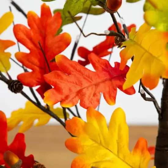 4ft. Pre-Lit Autumn Maple Artificial Fall Tree with Pinecones, Acorns and 60 Warm White LED Lights {4}