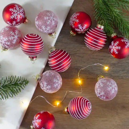 12ct. 2" Red Glass Ball Ornaments {3}