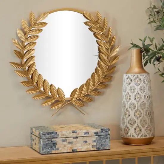 CosmoLiving by Cosmopolitan Gold Metal Leaf Wall Mirror 23" x 2" x 23" {7}