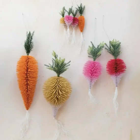 Hello Honey&reg; 39" Orange Flocked Bottle Brush Carrot Ornament {3}
