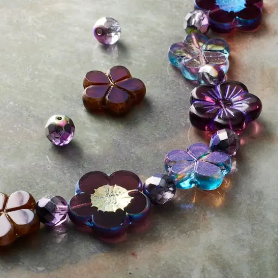 Berry Roses Czech Glass Flower Bead Mix by Bead Landing&trade; {3}