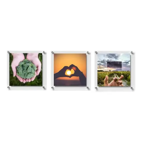 Wexel Art Gallery Wall Double Panel Acrylic Floating Frames Set of 3 Silver {1}