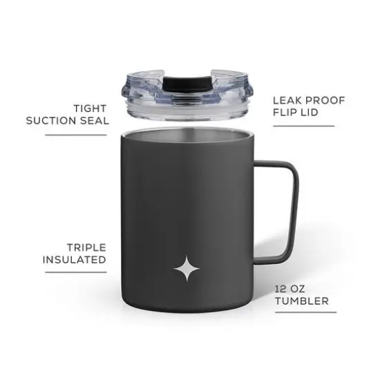 JoyJolt® 12oz. Vacuum Insulated Tumbler With Lid & Handle Black {7}