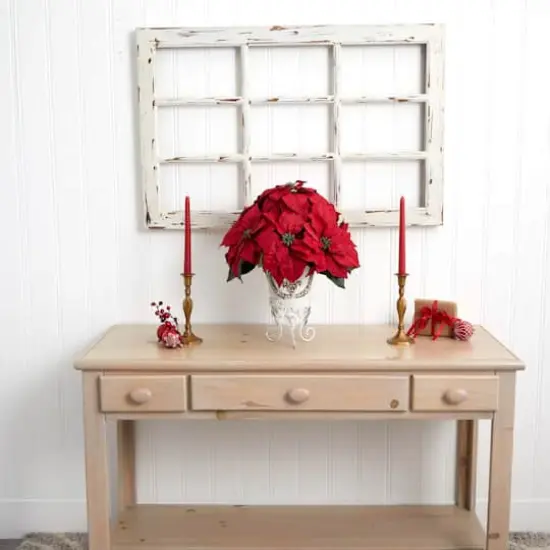 21" Potted Poinsettia with White Metal Planter {6}