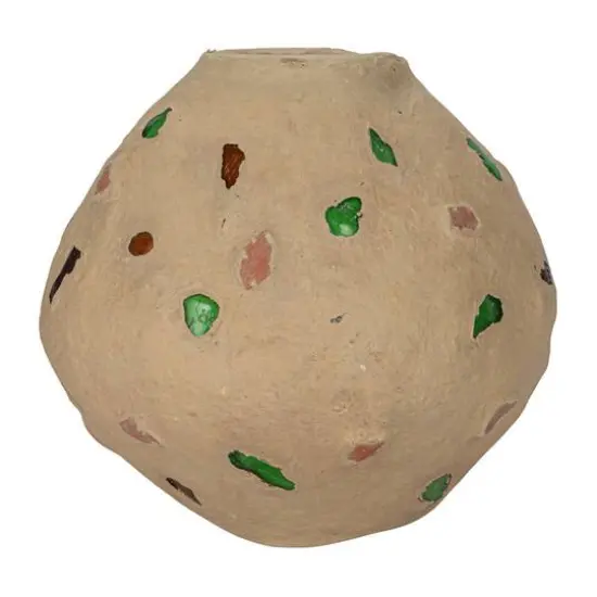 Hello Honey&reg; 13" Multicolor Handmade Paper Mache Vase with Embedded Glass, Shells & Wood Pieces {8}