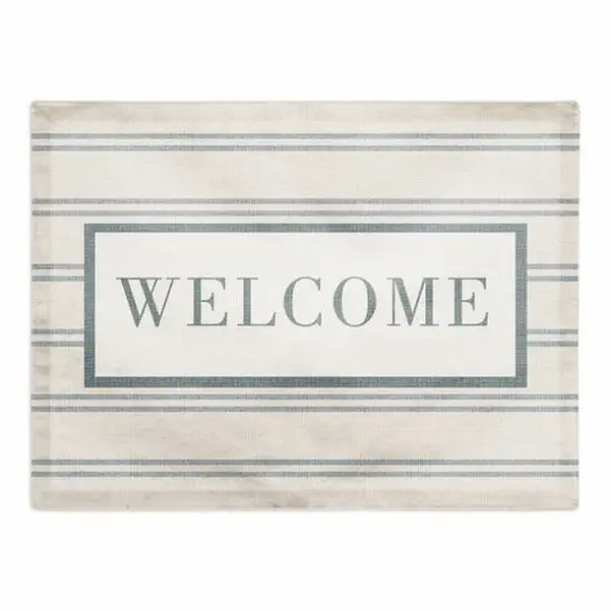 Welcome Stripe Cotton Twill Placemat Blue/White {1}