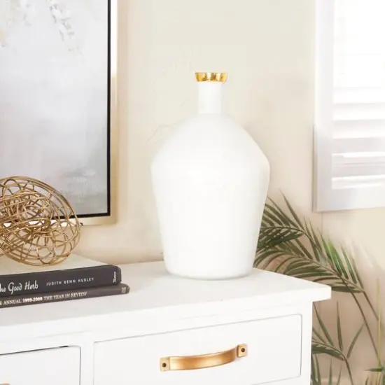 White Glass Glam Vase, 15" x 9" x 9" {8}