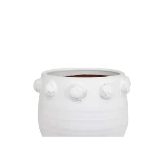 Hello Honey&reg; 9" White Bubble Design Top Terracotta Planter {5}