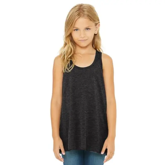 BELLA+CANVAS&reg; Youth Flowy Racerback Tank Dark Grey Heather {4}