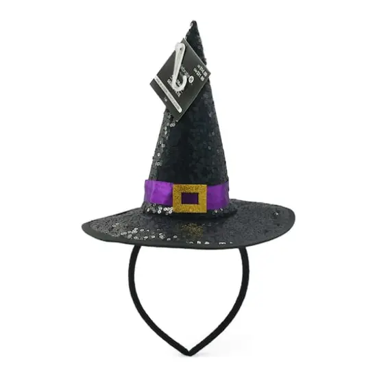 Black Sequined Witch Hat Headband by Celebrate It&trade; {3}