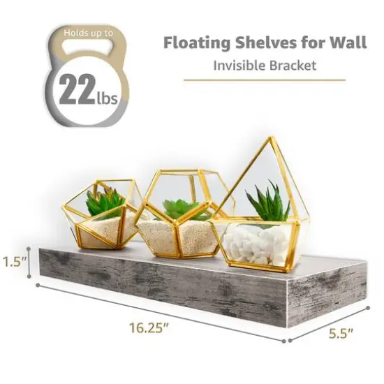 Sorbus Floating Faux Wood Shelf, 2ct. Gray {6}