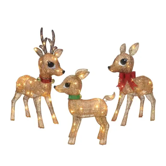 Lighted Outdoor Wire Frame Deer Set {1}