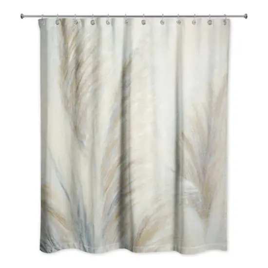 Soft Painterly Pampas Grass on Beige 71" x 74" Shower Curtain {3}