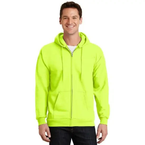 Port & Company® Essential Fleece Full-Zip Hooded Sweatshirt Safety Green {3}