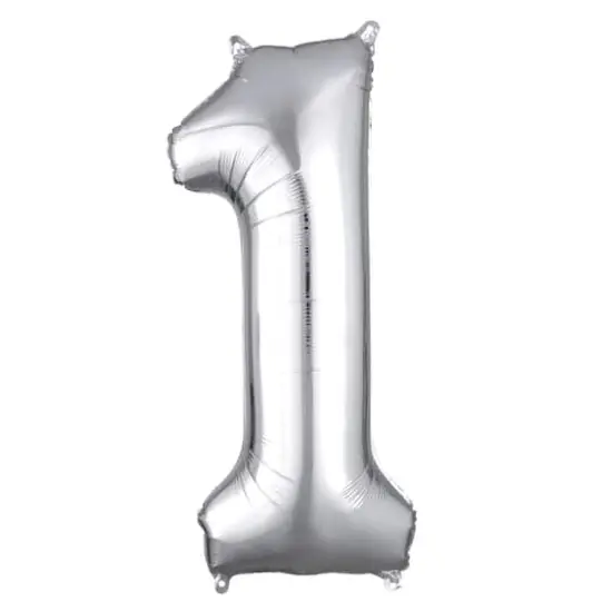 34" Silver Number Foil Balloon 1 {1}