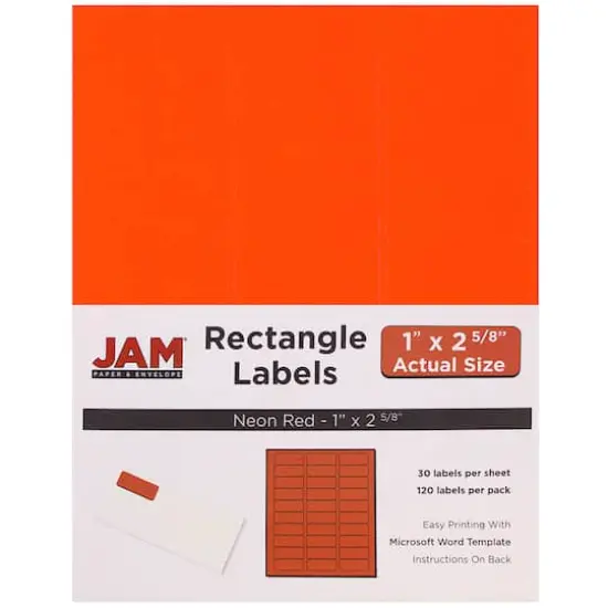 JAM Paper Circular Seal & Rectangular Mailing Address Label Combo Set Neon Deep Orange {4}