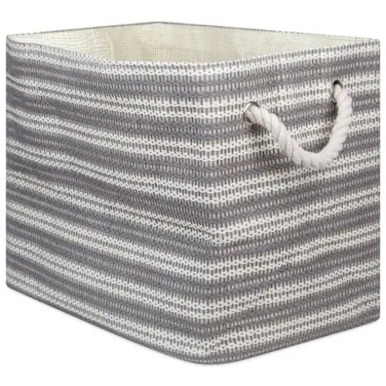 DII&reg; Large Gray Basketweave & White Stripe Rectangle Paper Basket {6}