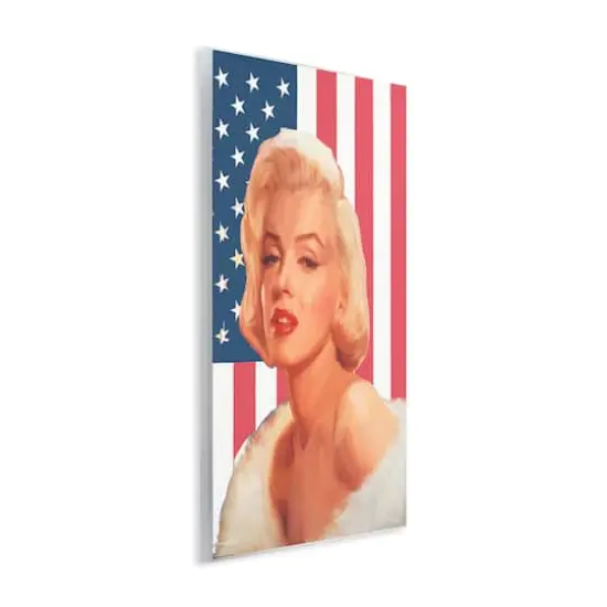 Stupell Industries Vintage Americana Icon Marilyn over US Flag Wall Plaque Art {4}