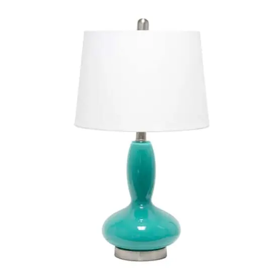Lalia Home 23.5" Glass Dollop Table Lamp with White Fabric Shade Teal {1}