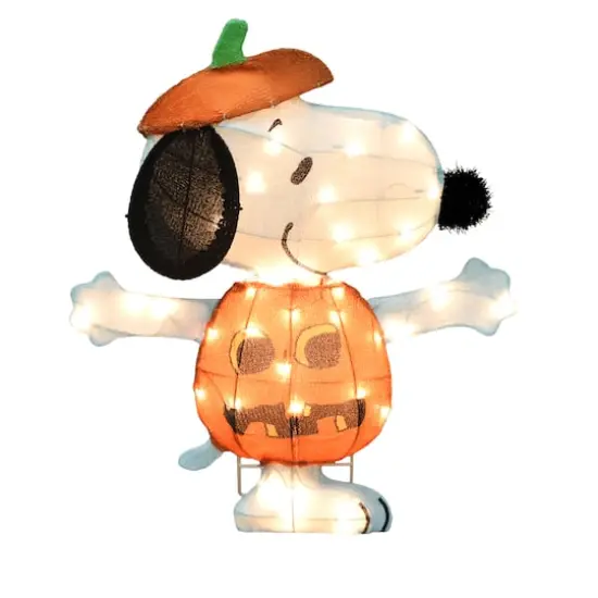 24" LED Peanuts Snoopy in Jack-O-Lantern Yard Art {1}