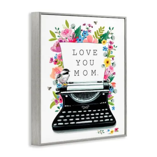 Stupell Industries Love You Mom Typewriter Framed Giclee Art Gray {4}