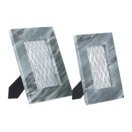 Hello Honey&reg; 2 Pack Gray Marble Photo Frames {5}