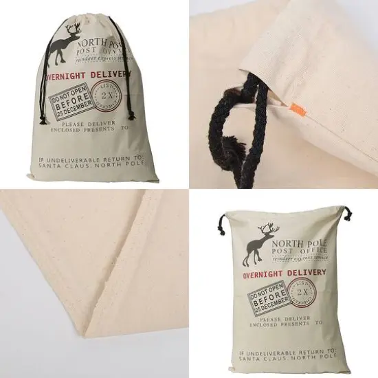 Personality Case&trade; North Pole Post Office Drawstring Cotton Christmas Bag {5}