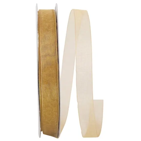 JAM Paper 5/8" x 100yd. Chiffon Mono Sheer Ribbon Gold {1}
