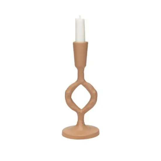 Hello Honey&reg; 7.5" Small Tan Decorative Cast Metal Taper Candle Holder {11}