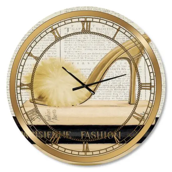Designart 'Gold Fashion High Hells Ii Glam Wall Clock {1}