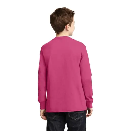Port & Company&reg; Youth Long Sleeve Core Cotton T-Shirt Sangria {5}