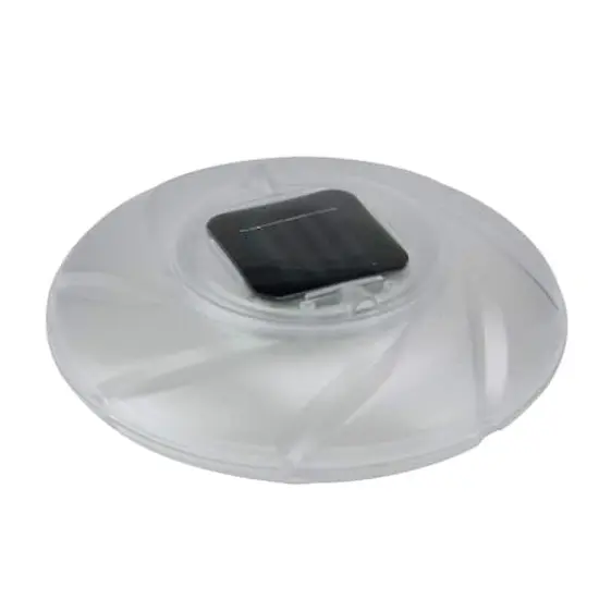Pool Central 7.5" Clear Color Changing Solar Powered Floating Disc Pool Light {1}