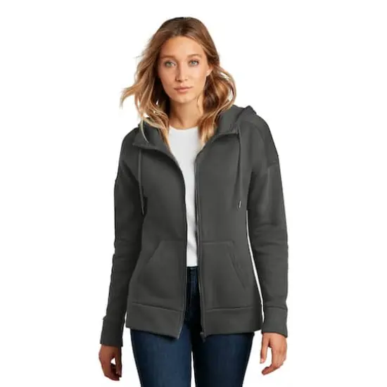 District® Perfect Weight® Women's Fleece Drop Shoulder Full-Zip Hoodie Charcoal {4}
