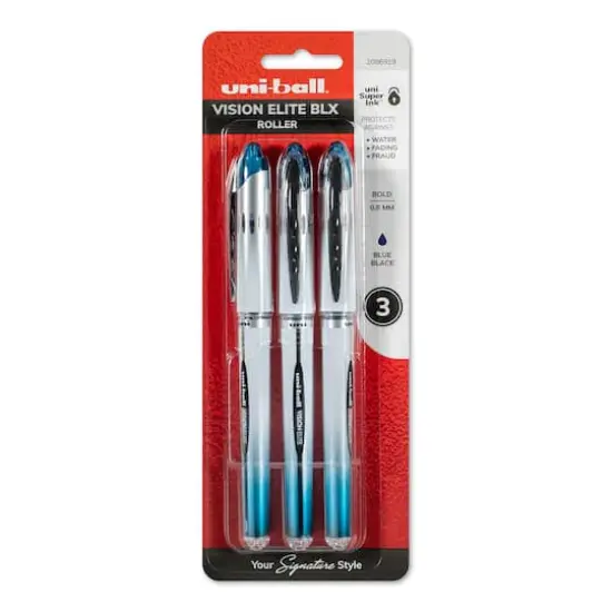 Uni-Ball® Vision Elite BLX Rollerball 3 Blue Black Pen Set {1}