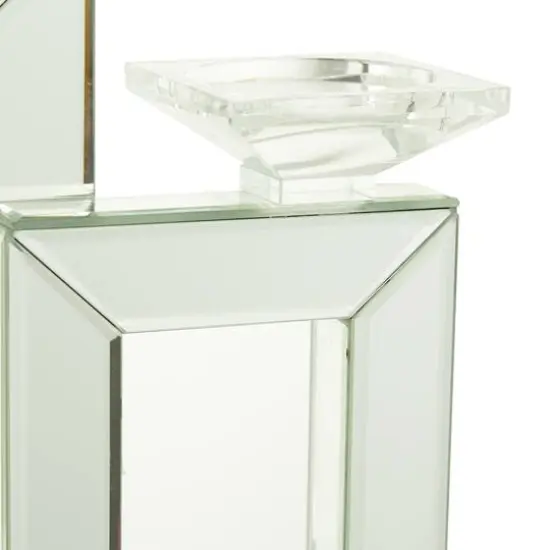 17" Silver Wood Glam Candlestick Holder {6}