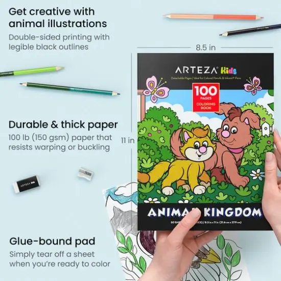 Arteza&reg; Kids Land Animals Coloring Book Kit {6}