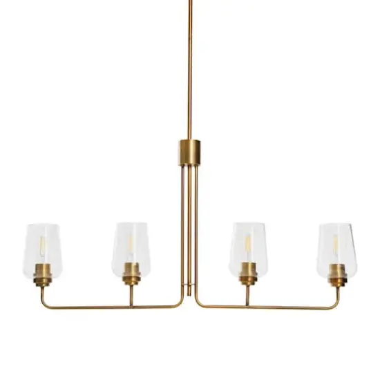 Hello Honey&reg; Robert Stevenson Lighting Holden Metal & Glass 4-Light Linear Chandelier Brushed Bronze {1}