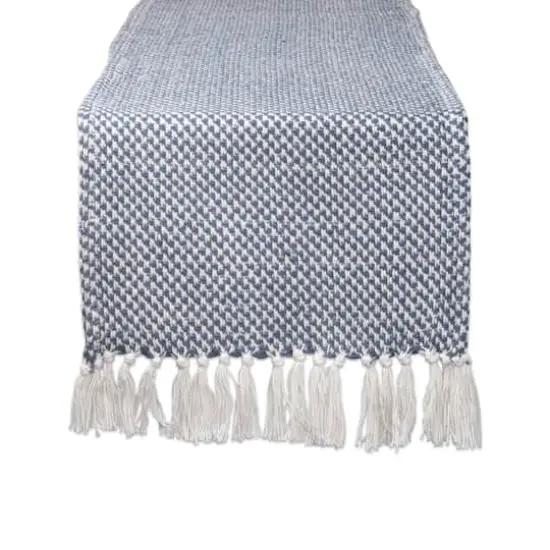 DII&reg; 108" Woven Fringed Table Runner French Blue {1}