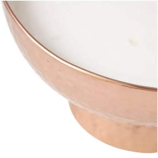 White Wax Tropical Breeze Scented Candle with Elevated Wide Hammered Copper Container {4}