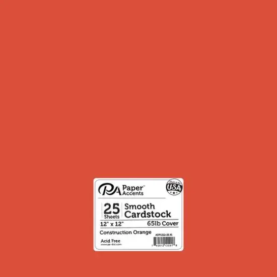PA Paper&trade; Accents 12" x 12" 65lb. Smooth Cardstock, 25 Sheets Construct Orange {1}