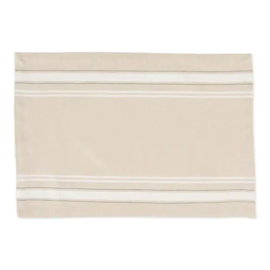DII&reg; French Stripe Placemats, 6ct. White and Taupe {5}
