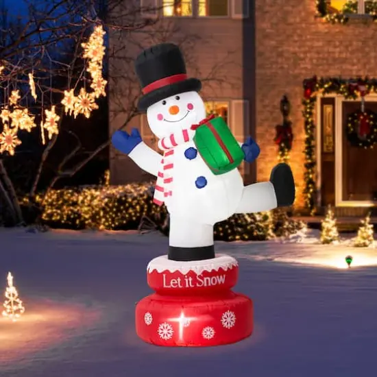 Glitzhome&reg; 6ft. Lighted Inflatable Rotating Snowman D&eacute;cor {11}