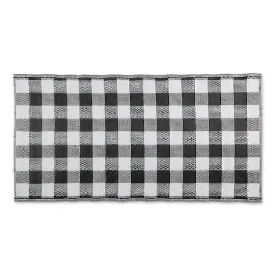 Black and White Buffalo Check Outdoor Floor Runner 3ft. x 6ft. {3}