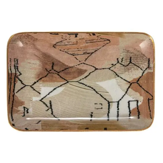 Hello Honey&reg; Earthy Landscape & Abstract Enameled Metal Tray Set {6}