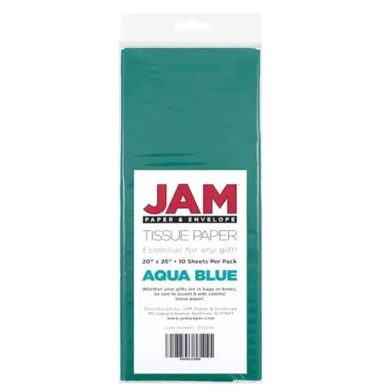 JAM Paper 20" x 26" Tissue Paper, 2 Packs of 10 Sheets Aqua Blue {6}