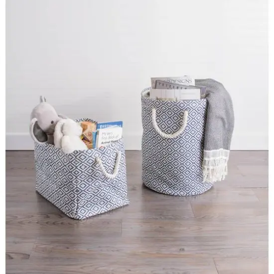 DII&reg; Large Round Geo Diamond Paper Bin Nautical Blue {4}