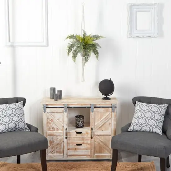 25" Fern Hanging Artificial Plant in Decorative Basket {5}