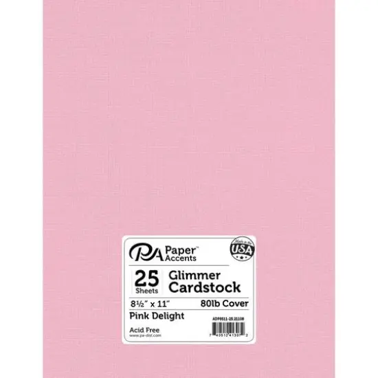 PA Paper™ Accents Glimmer 8.5" x 11" Cardstock, 25 Sheets Pink Delight {1}